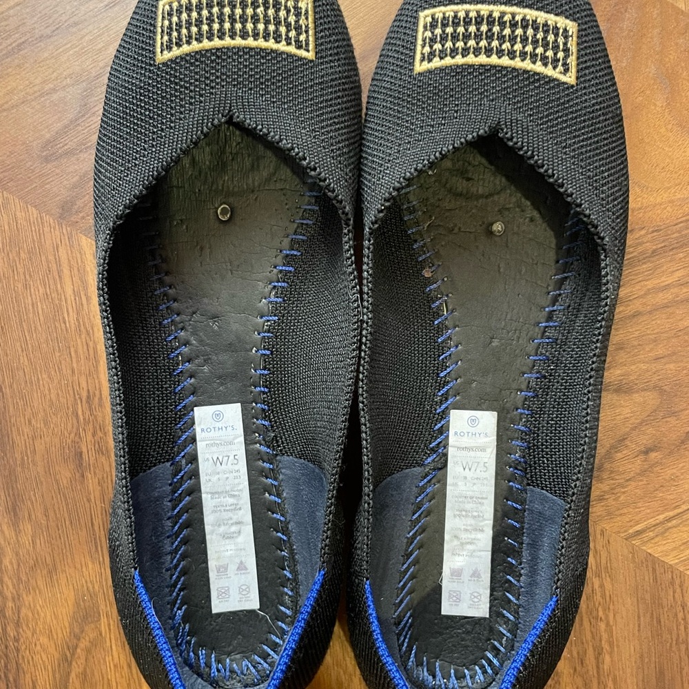 Rothy's Black Flats w Gold Detail (sz 7.5) - Picture 7 of 9